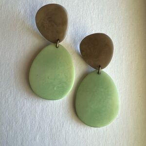 Noonday Tagua seed green and gray Earrings